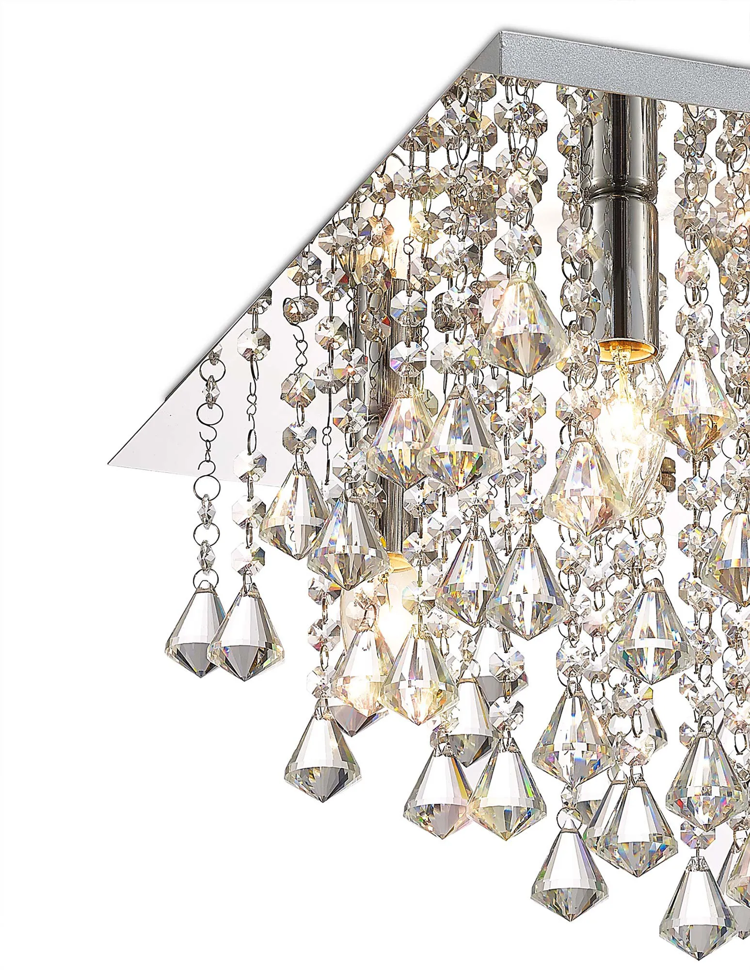 Acton Crystal Square Flush Ceiling 5 Light Polished Chrome D0146  Deco Acton